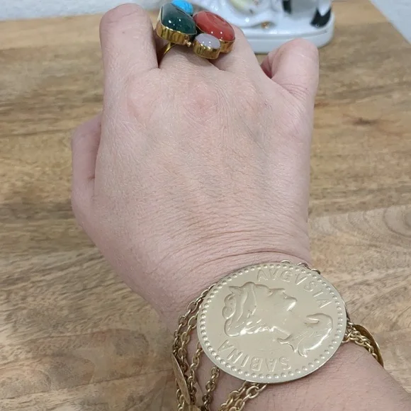 Greek Coins Multilayer Chains Bracelet - Picture 7 of 13